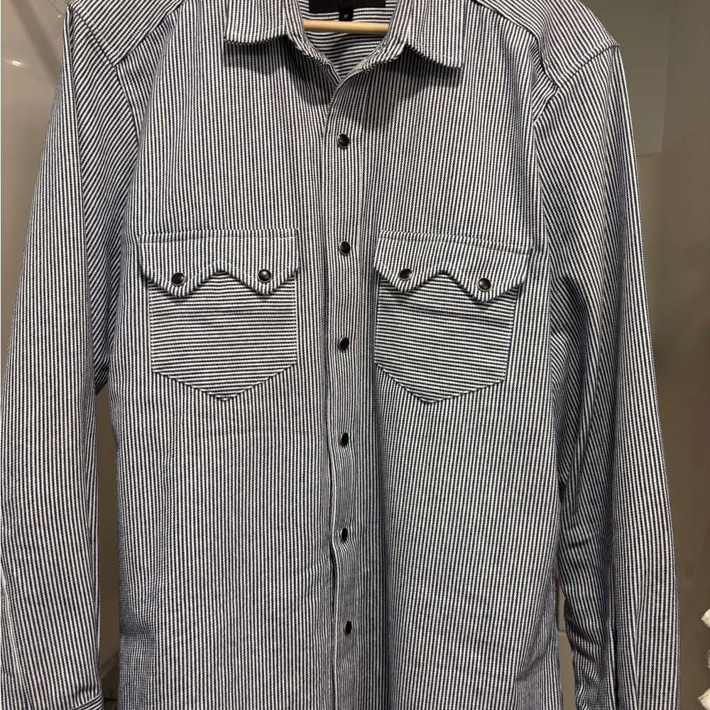 Richter Goods Men's Wabash hickory striped Navy and White Shirted